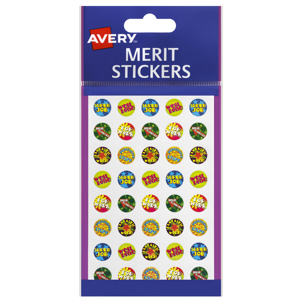 AVERY MERIT STICKERS MINI ASSORTED PHRASES ROUND 13MM, PKT 800