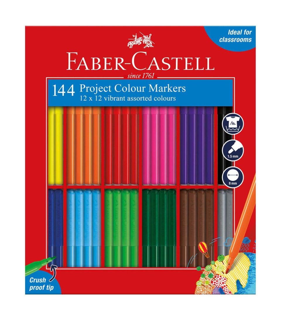 FABER CASTELL PROJECT MARKERS, CLASS PACK OF 144
