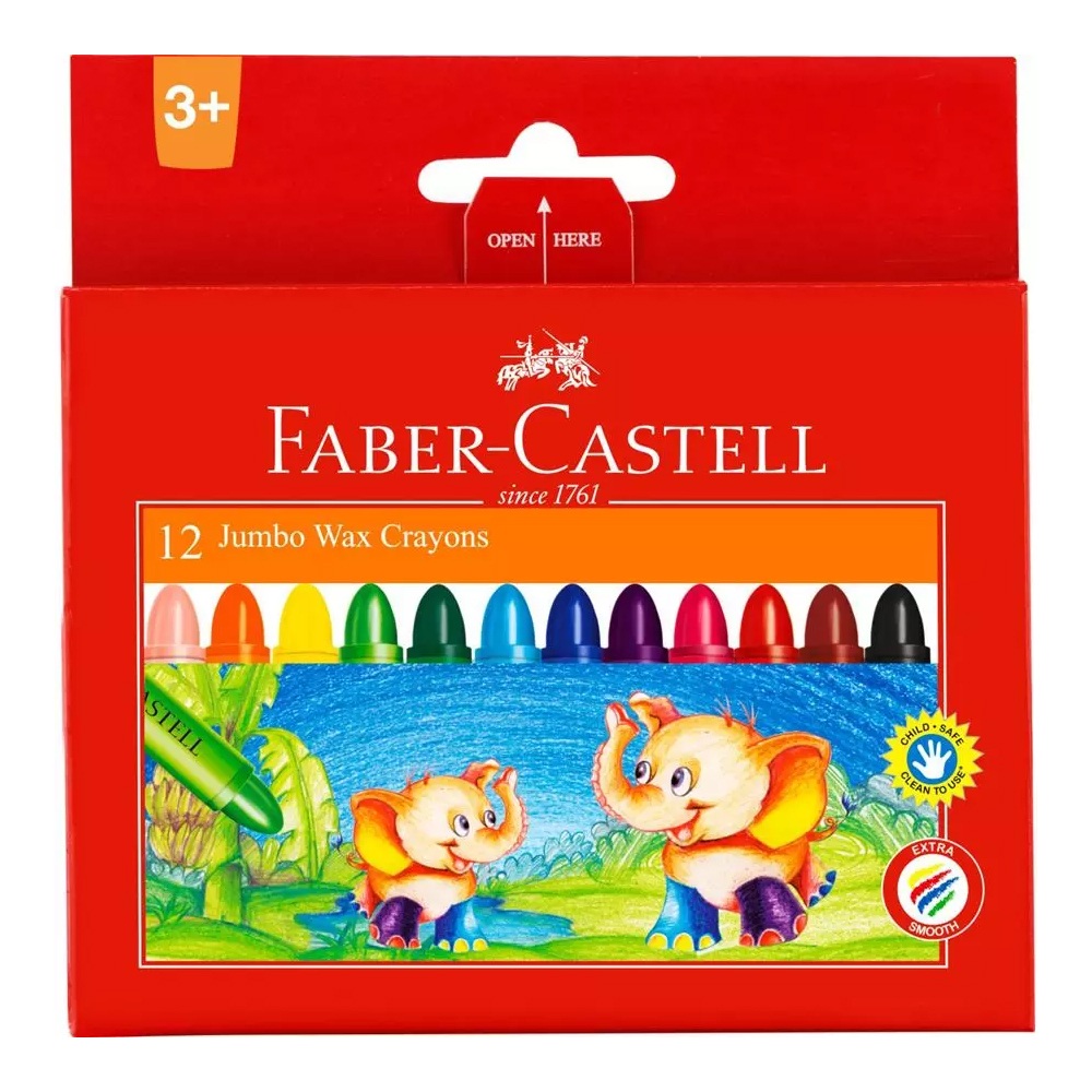 FABER-CASTELL JUMBO CRAYON, PKT 12