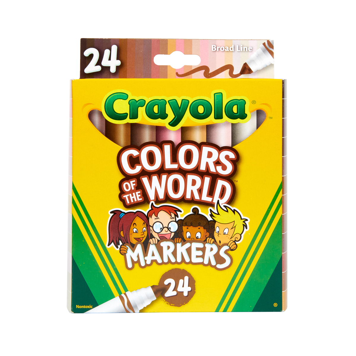 CRAYOLA COLORS OF THE WORLD WASHABLE MARKERS, PKT 24