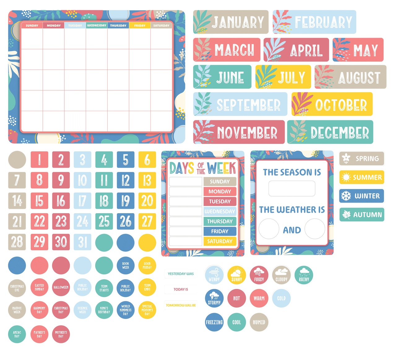 GROWING MINDS CALENDAR BULLETIN BOARD SET (93 PIECES)