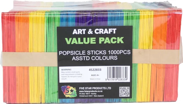POP STICKS COLOURED (PKT 1000)