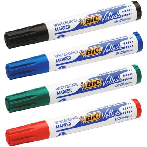 BIC VELLEDA WHITEBOARD MARKER BULLET TIP, SET 4