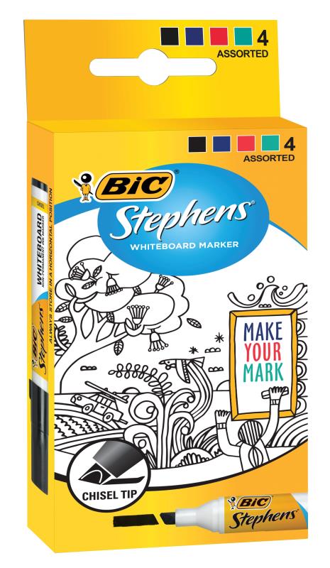 BIC VELLEDA CHISEL WHITEBOARD MARKER, SET 4