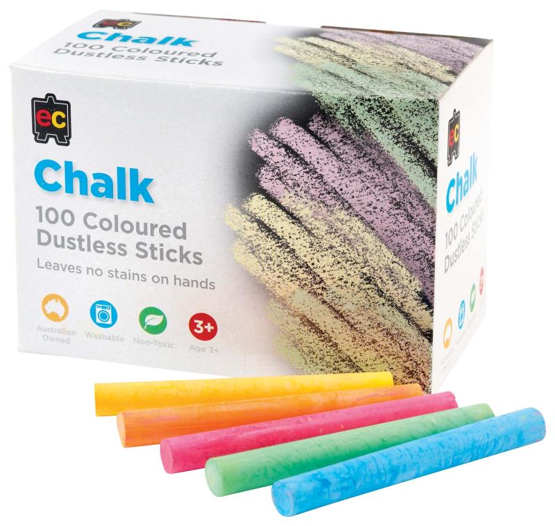 DUSTLESS COLOURED CHALK, BOX 100