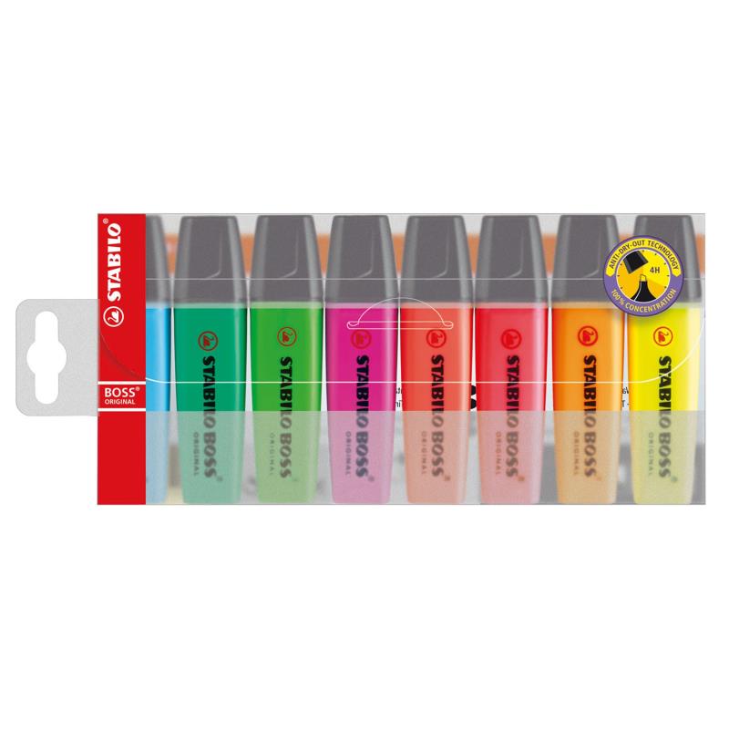 STABILO BOSS HIGHLIGHTER, SET OF 8