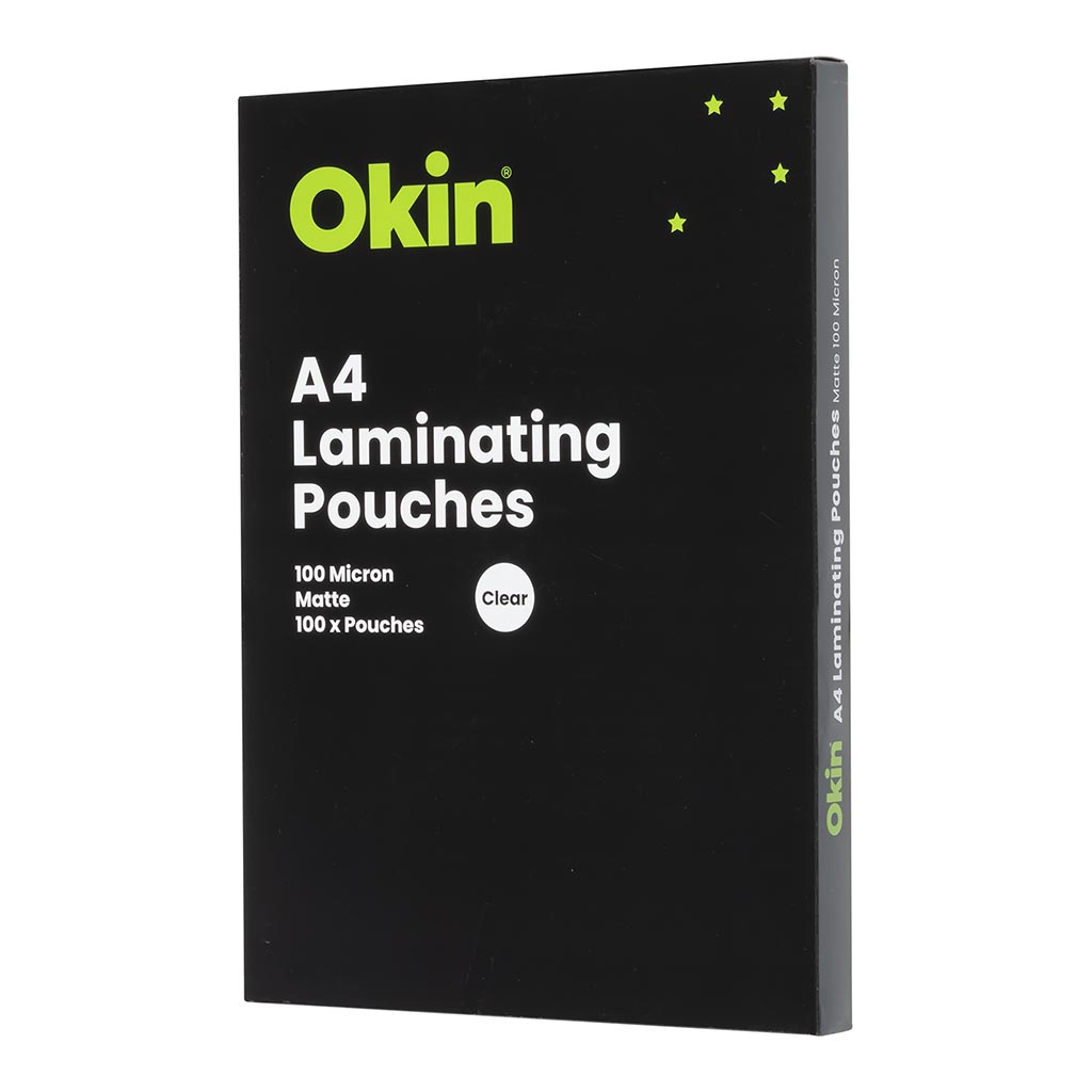 OKIN LAMINATING POUCHES A4 MATTE PKT 100