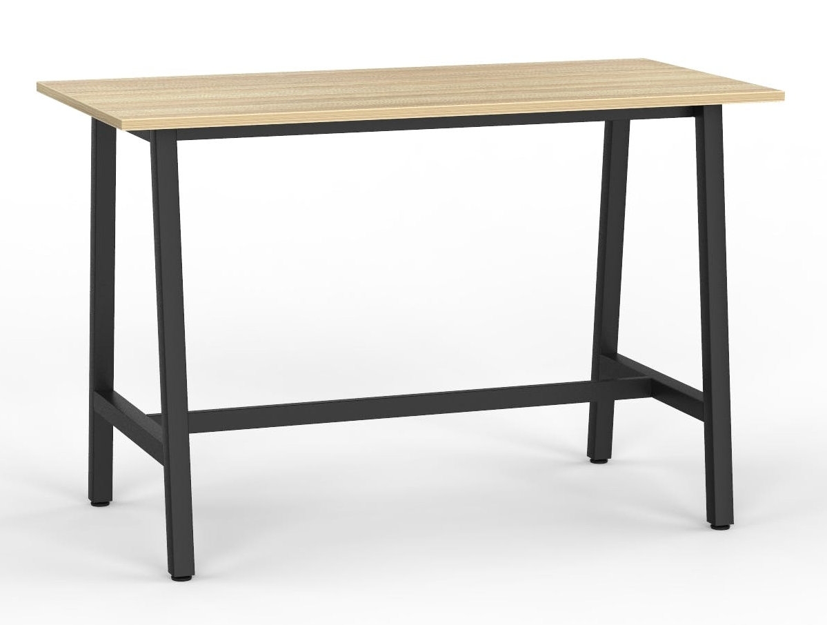 CUBIT BAR LEANER 1800 X 900MM - BLACK LEGS ATLANTIC OAK TOP