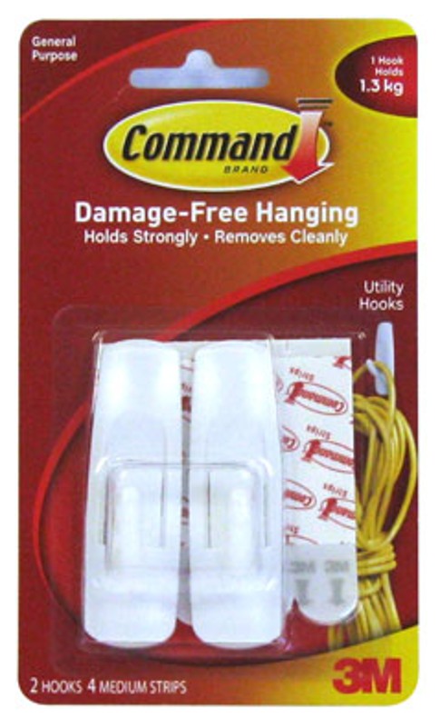 COMMAND ADHESIVE HOOKS MEDIUM, PKT 2