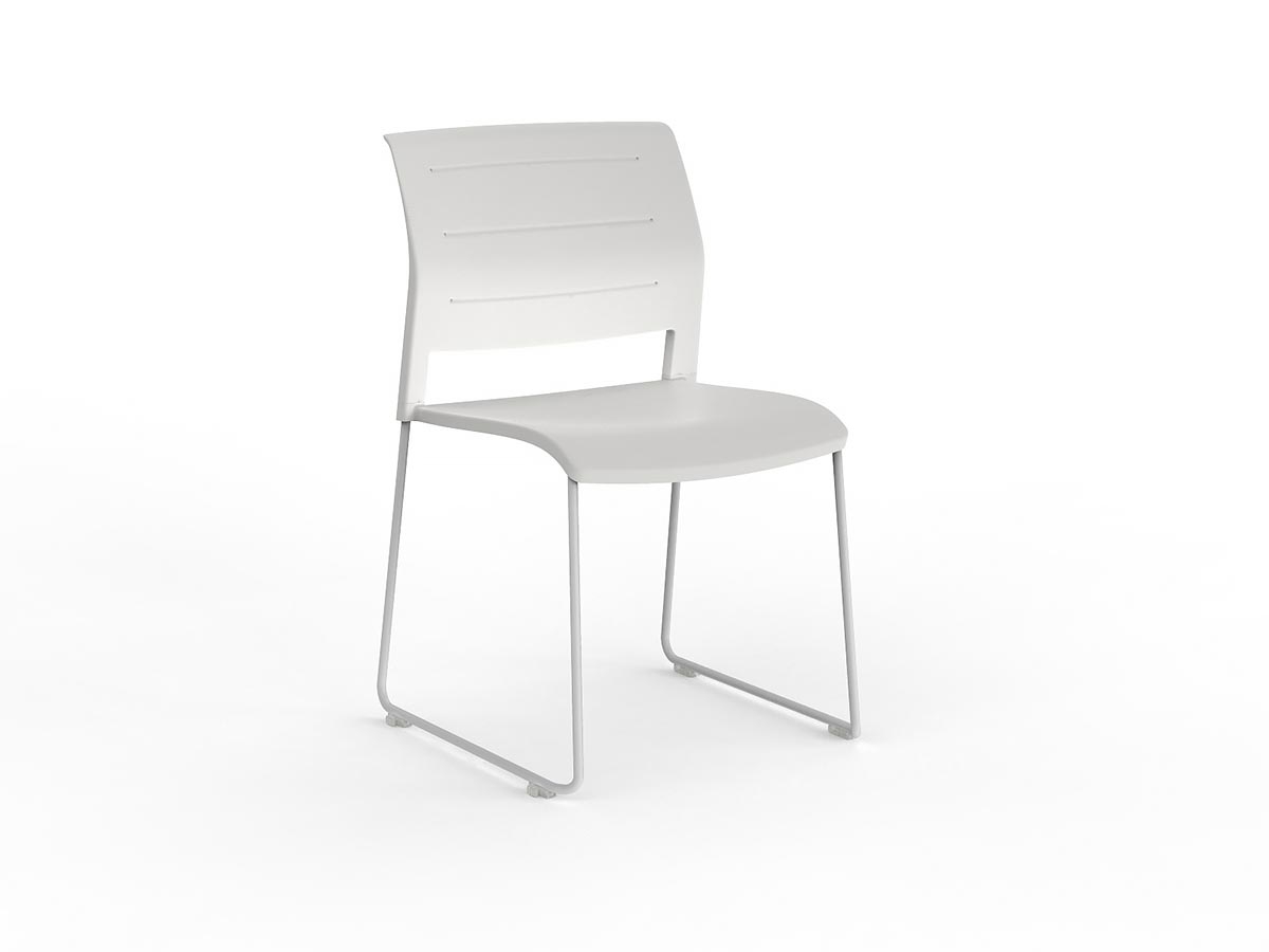 GAME SKID CHAIR WHITE FRAME/ WHITE SHELL