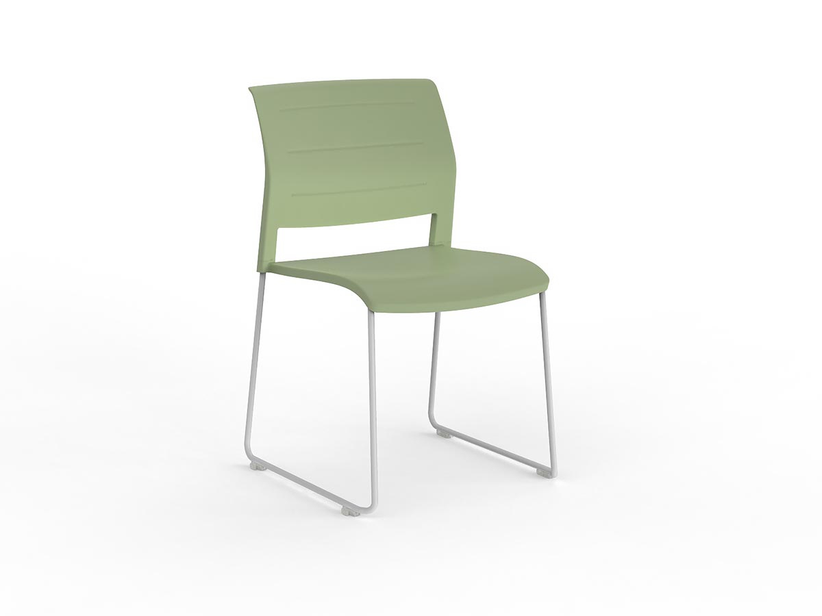 GAME SKID CHAIR WHITE FRAME/ PISTACHIO SHELL