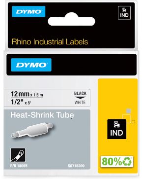 DYMO RHINO INDUSTRIAL HEATSHRINK TUBE 12MM WHITE