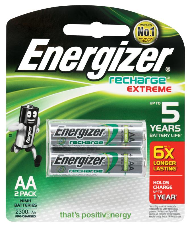 ENERGIZER AA RECHARGEABLE BATTERY, PKT 2