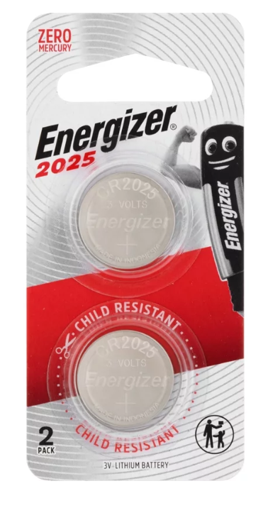 ENERGIZER CR2025 BATTERIES, PKT 2