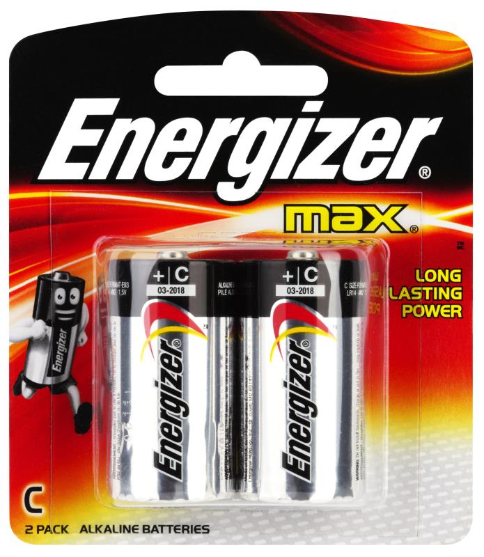 ENERGIZER C ALKALINE MAX BATTERY, PKT 2