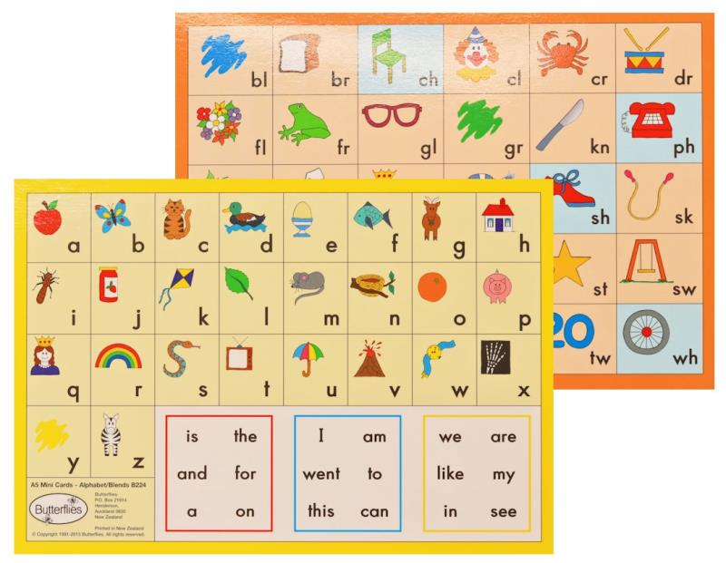 BUTTERFLIES A5 TURNOVER CARDS - ALPHABET BLENDS