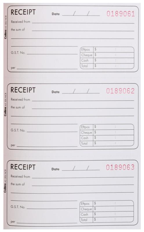 RECEIPT BOOK A5/3DL NCR