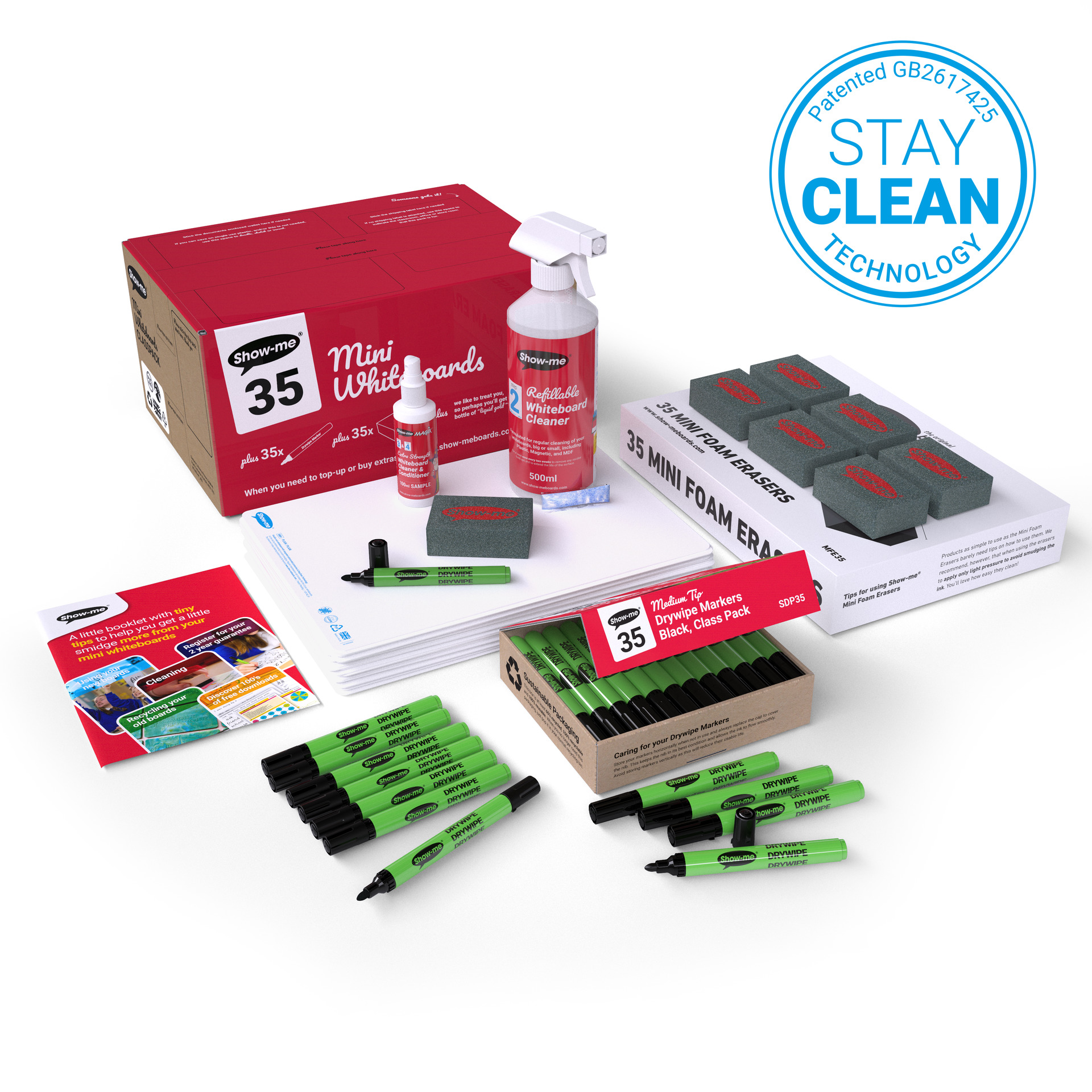 SHOW-ME PLAIN/PLAIN MINI WHITEBOARDS (CLASSPACK)