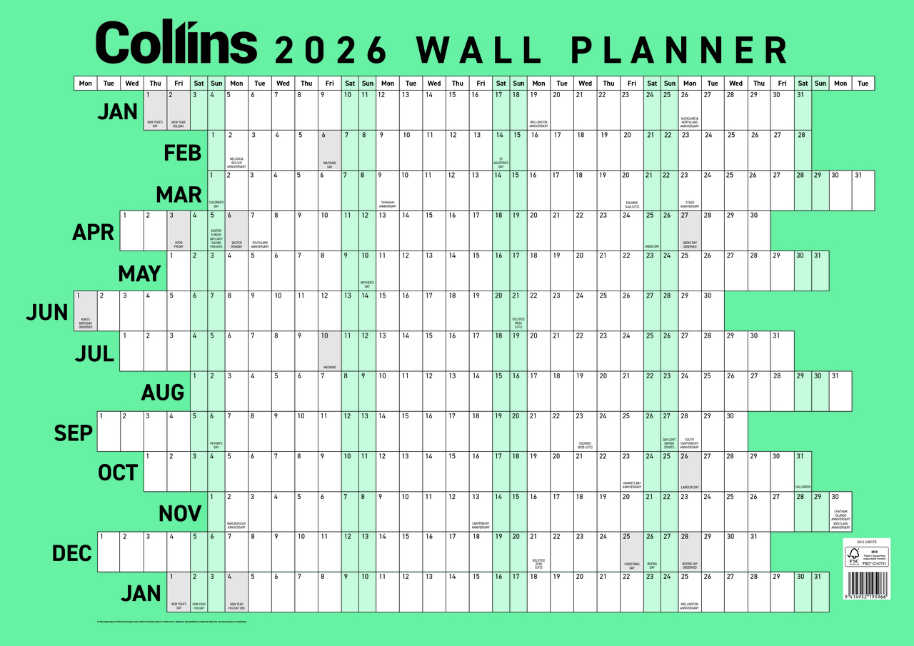 2026 A2 UNLAMINATED WALL PLANNER
