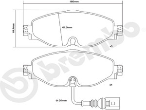 Brembo Sport HP2000 Front Brake Pads - Volkswagen Golf GTI MK7