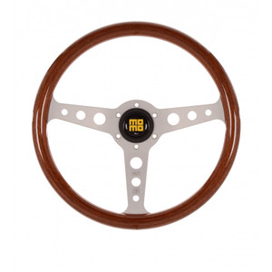 MOMO Indy Heritage Silver Steering Wheel -  Mahogany Wood (Street Series) MOMO Indy Heritage Silver Steering Wheel -  Mahogany Wood (Street Series)