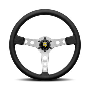 MOMO Prototipo 370MM Silver Steering Wheel - Black Leather (Street Series)