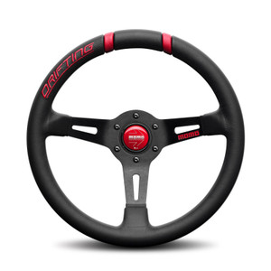 MOMO Drifting Steering Wheel (Red Inserts) - Black Leather (Street Series) MOMO Drifting Steering Wheel (Red Inserts) - Black Leather (Street Series)