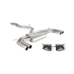 Scorpion Cat Back Non Resonated (Non Valved) Exhaust System 3.15" with Ascari Carbon Tailpipes for Audi RS3 8Y Saloon 2.5 TFSI | Non GPF Models ROW | 2021+ Scorpion Cat Back Non Resonated (Non Valved) Exhaust System 3.15" with Ascari Carbon Tailpipes for Audi RS3 8Y Saloon 2.5 TFSI | Non GPF Models ROW | 2021+