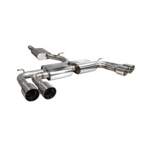 Scorpion Cat Back Resonated (Non Valved) Exhaust System 3.15" with Polished Daytona Tailpipes for Audi S3 2.0T (8V) | Saloon | 2013-2020 Pre-Facelift Scorpion Cat Back Resonated (Non Valved) Exhaust System 3.15" with Polished Daytona Tailpipes for Audi S3 2.0T (8V) | Saloon | 2013-2020 Pre-Facelift
