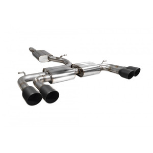 Scorpion Cat Back Resonated (Non Valved) Exhaust System 3.15" with Black Daytona Tailpipes for Audi S3 2.0T (8V) | Saloon | 2013-2020 Pre-Facelift Scorpion Cat Back Resonated (Non Valved) Exhaust System 3.15" with Black Daytona Tailpipes for Audi S3 2.0T (8V) | Saloon | 2013-2020 Pre-Facelift