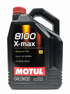Motul 8100 X-max 0W-30 Engine Oil | Mercedes MB 229.5 / Volkswagen VW 502 00 505 00 / Volvo VCC 95200356 Approved - 5 Litres Motul 8100 X-max 0W-30 Engine Oil | Mercedes MB 229.5 / Volkswagen VW 502 00 505 00 / Volvo VCC 95200356 Approved - 5 Litres