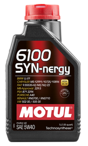Motul 6100 SYN-nergy 5W-40 Engine Oil | VAG / Mercedes / ACEA A3 / B4 - 1 Litre Motul 6100 SYN-nergy 5W-40 Engine Oil | VAG / Mercedes / ACEA A3 / B4 - 1 Litre