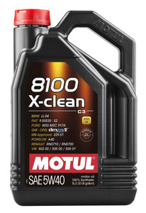 Motul 8100 X-Clean 5W-40 Engine Oil | Renault / Mercedes / GM / ACEA C3 - 5 Litres Motul 8100 X-Clean 5W-40 Engine Oil | Renault / Mercedes / GM / ACEA C3 - 5 Litres