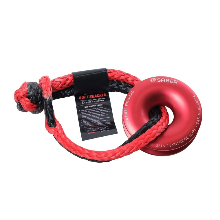 Saber Mini Ezy-Glide 5,000kg WLL Recovery Ring + Bag + 9000kg Saberpro Soft Shackle