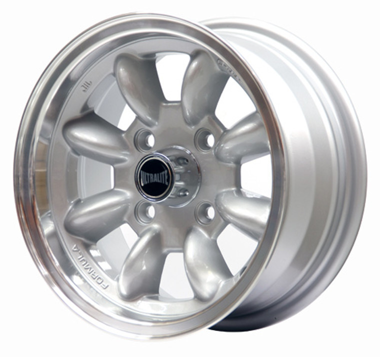 ULTRALITE MINI WHEELS 13X6J - ET10 - 4X101.6 PCD - SILVER WITH POLISHED RIM