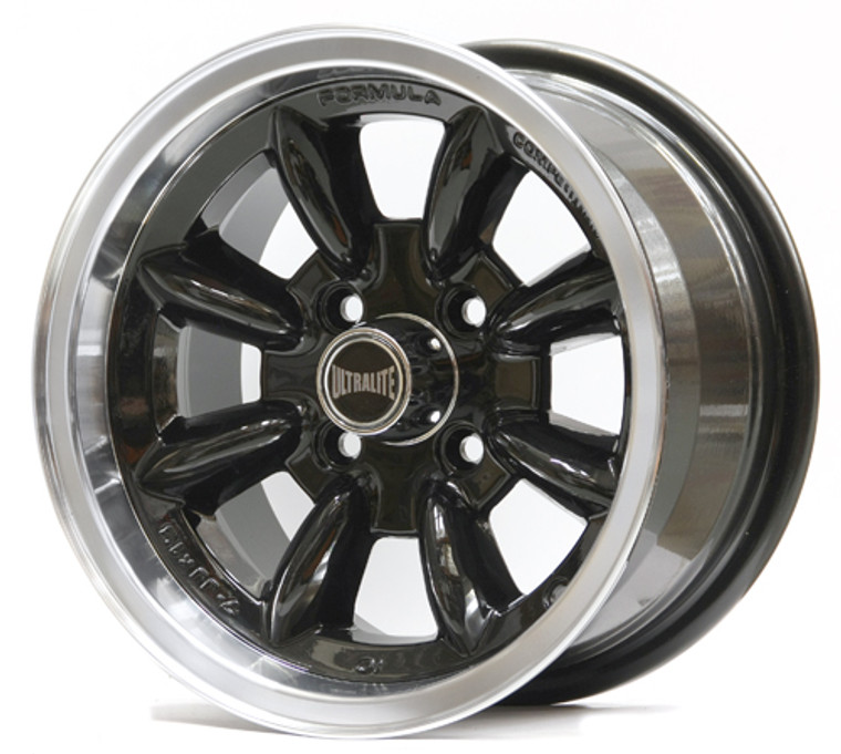 ULTRALITE MINI WHEELS 13X7J - ET10 - 4X101.6 PCD - BLACK WITH POLISHED RIM