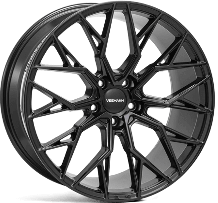 VEEMANN V-FS51 Alloy Wheels 22 inch X 9.5J – 5×112 (66.5CB) ET26 - Gloss Black Machined - SET OF 4