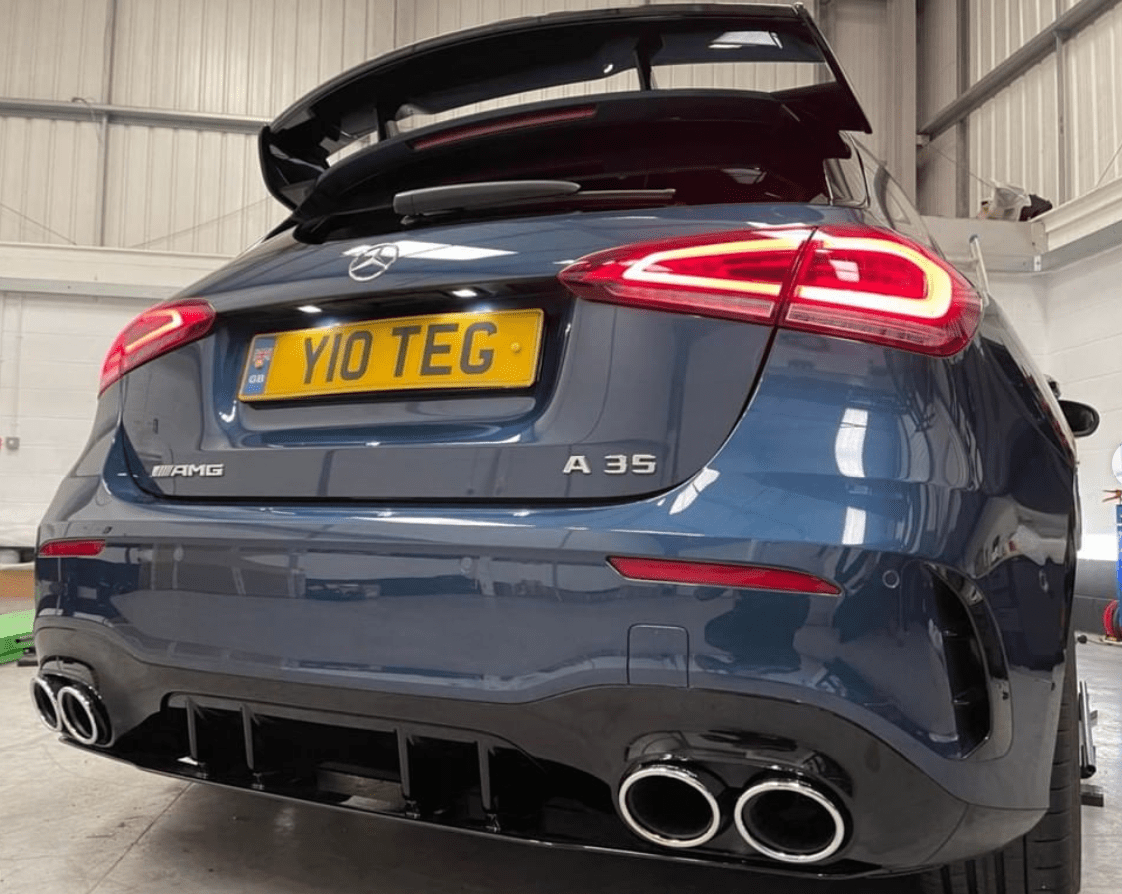 Mercedes A Class W177 Gloss Black Quad Tip Diffuser - BLAK by CT Carbon Mercedes A Class W177 Gloss Black Quad Tip Diffuser - BLAK by CT Carbon