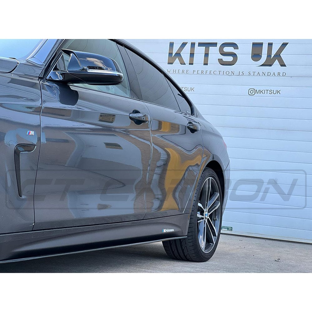 BMW 4 Series (F32 / F33 / F36) Gloss Black Side Skirts - MP Style - BLAK By CT Carbon BMW 4 Series (F32 / F33 / F36) Gloss Black Side Skirts - MP Style - BLAK By CT Carbon