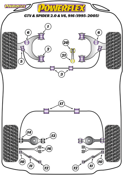 Powerflex Heritage Engine Mount Kit V6 Only - Alfa Romeo GTV & Spider 2.0 & V6, 916 (1995-2005) Powerflex Heritage Engine Mount Kit V6 Only - Alfa Romeo GTV & Spider 2.0 & V6, 916 (1995-2005)