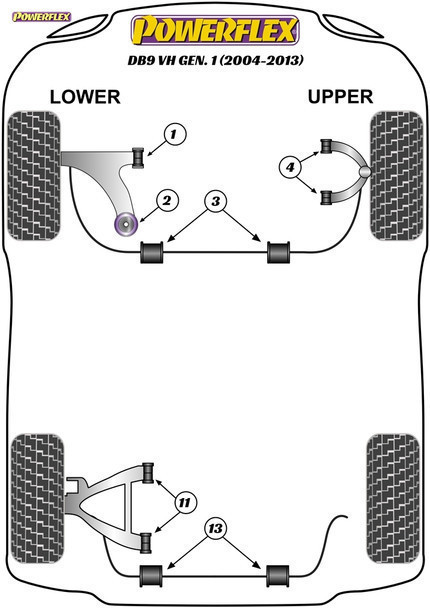Powerflex Rear Anti-Roll Bar Mounting Bushes 29mm - Aston Martin DB9 (2004-2013)