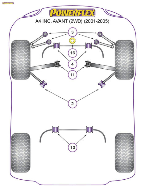 Powerflex Track Front Lower Arm Inner Bushes - Audi A4 inc. Avant 2WD (2001-2005) Powerflex Track Front Lower Arm Inner Bushes - Audi A4 inc. Avant 2WD (2001-2005)