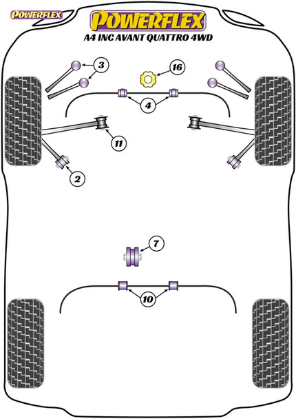Powerflex Front Anti Roll Bar Bush 24mm - Audi A4 inc. Avant Quattro (4WD) (2005-2008) Powerflex Front Anti Roll Bar Bush 24mm - Audi A4 inc. Avant Quattro (4WD) (2005-2008)