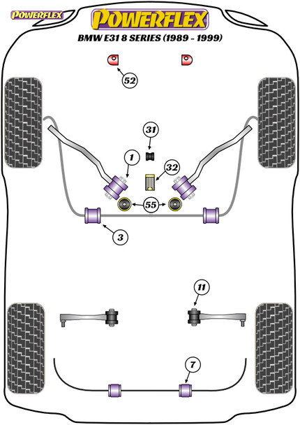 Powerflex Track Shifter Arm Rear Bushes - BMW E31 8 Series (1989 - 1999)