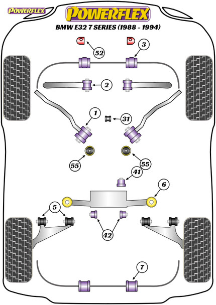Powerflex Heritage Rear Anti Roll Bar Mounting Bush 15mm - BMW E32 7 Series (1988-1994)