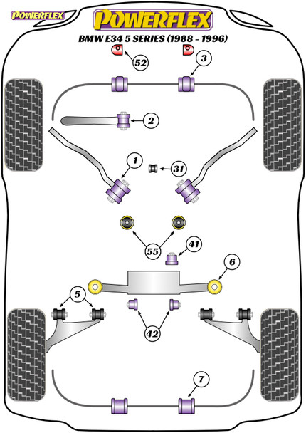 Powerflex Heritage Rear Anti Roll Bar Mounting Bush 15mm - BMW E34 5 Series (1988 - 1996)