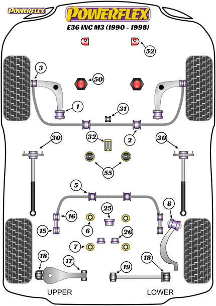 Powerflex Transmission Mounting Bushes (Track) - BMW E36 3 Series (1990 - 1998)