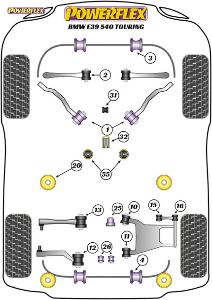 Powerflex Heritage Rear Diff Rear Mounting Bush - BMW E39 5 Series 540 Touring