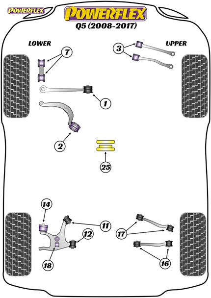 Powerflex Track Front Lower Radius Arm to Chassis Bushes Caster Adjustable - Audi Q5 (2008-2017) Powerflex Track Front Lower Radius Arm to Chassis Bushes Caster Adjustable - Audi Q5 (2008-2017)
