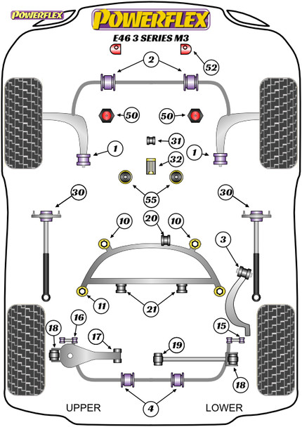 Powerflex Gear Shift Arm Front Bush Oval - BMW E46 3 Series M3